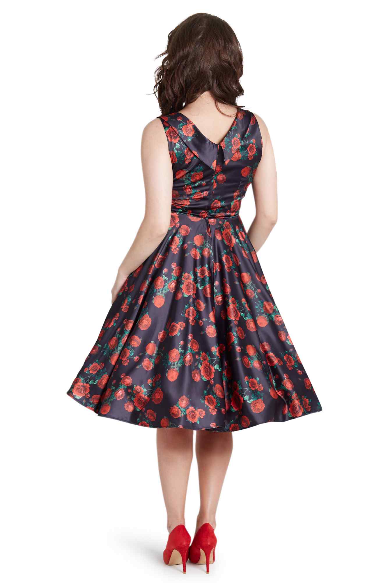 Black Rose Pleated Bust Dress