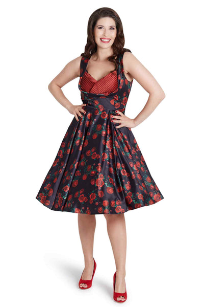 Black Rose Pleated Bust Dress