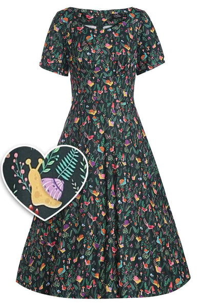 Black Snail Garden Flared Dress