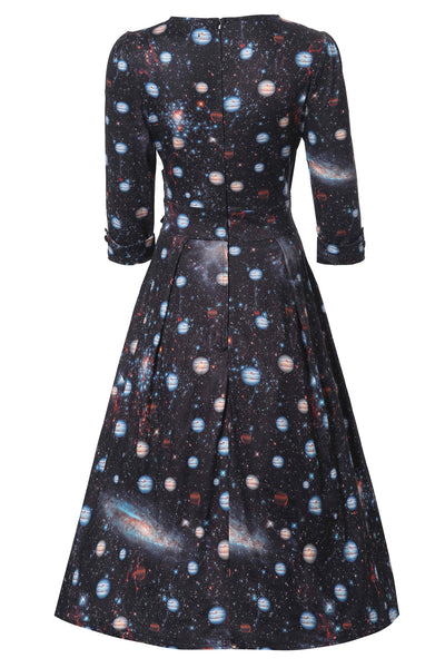 Black Space Long Sleeved Dress