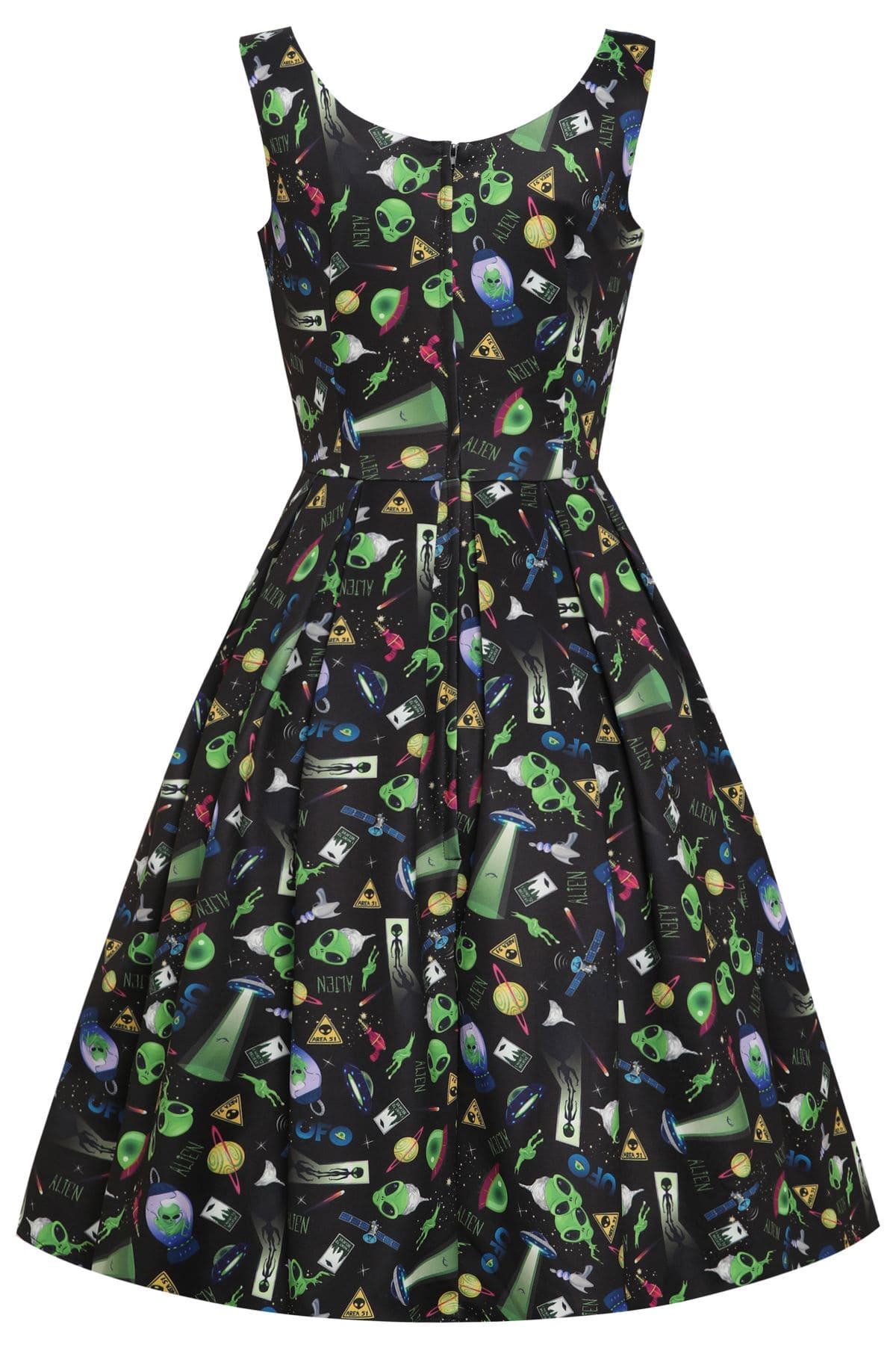 Black UFO & Alien Swing Dress