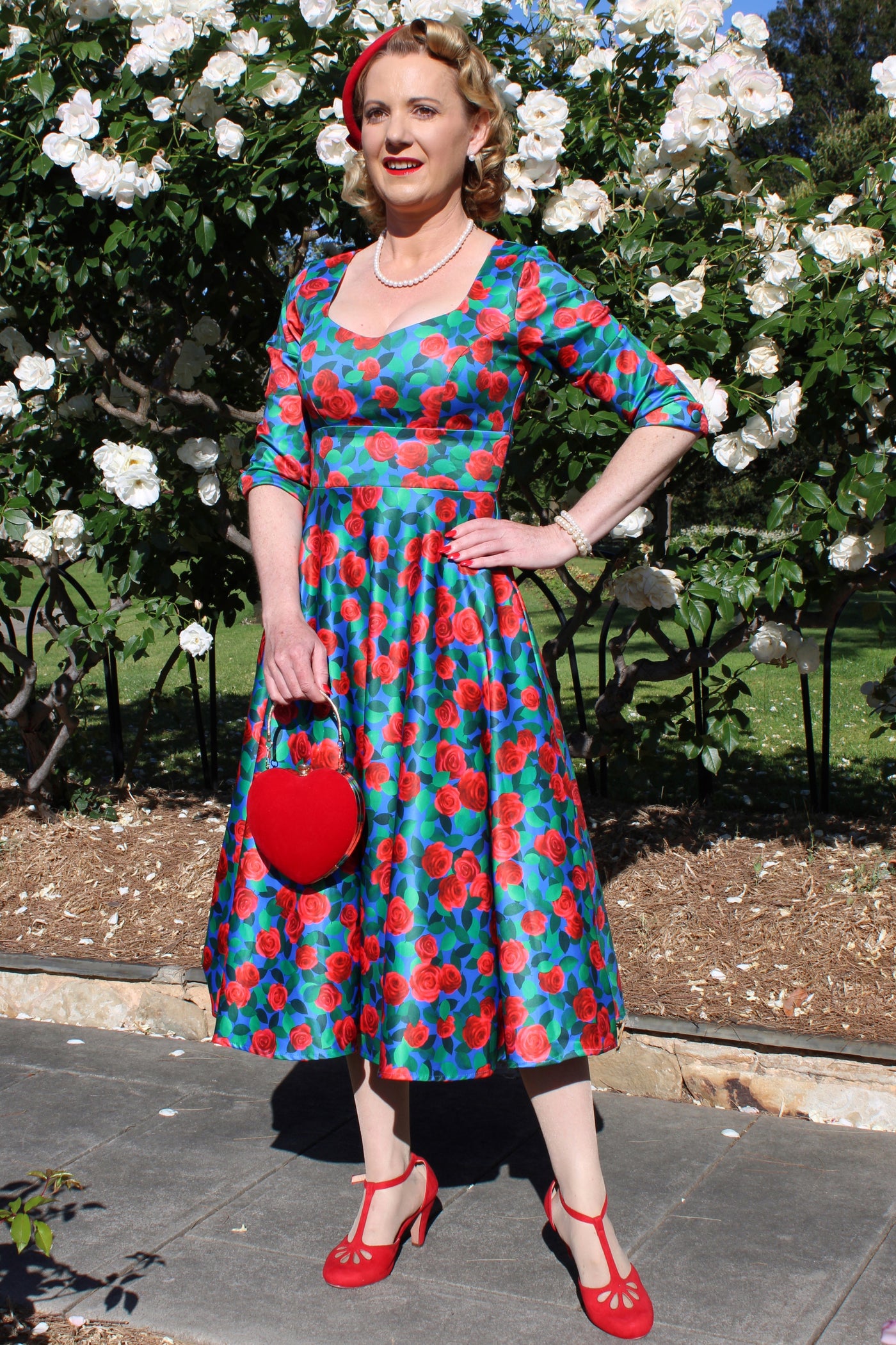  Blue & Red Rose Dress