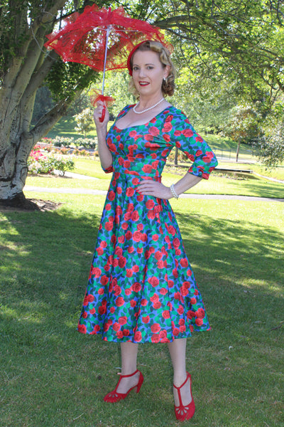  Blue & Red Rose Dress