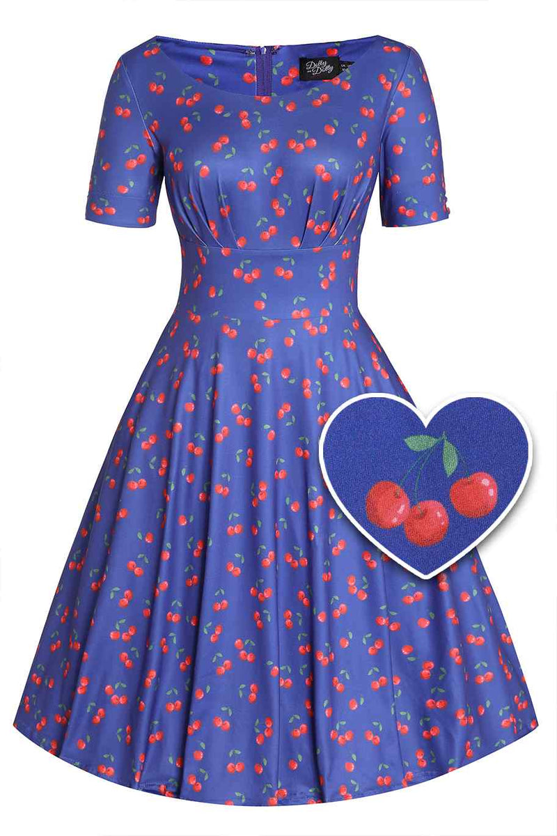 Blue Cherry Flared Dress