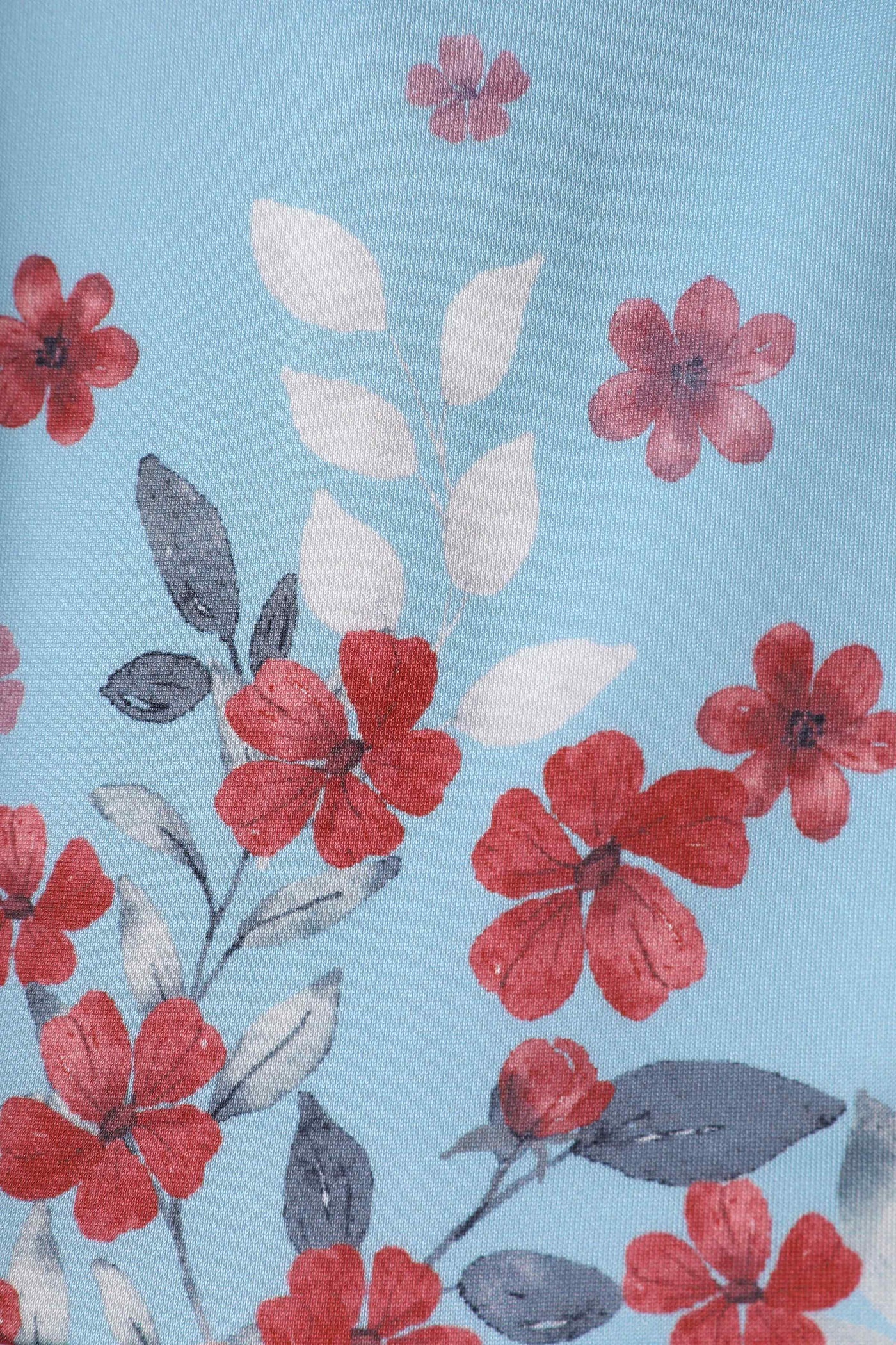Close up view of Blue Falling Flower Swing Dress