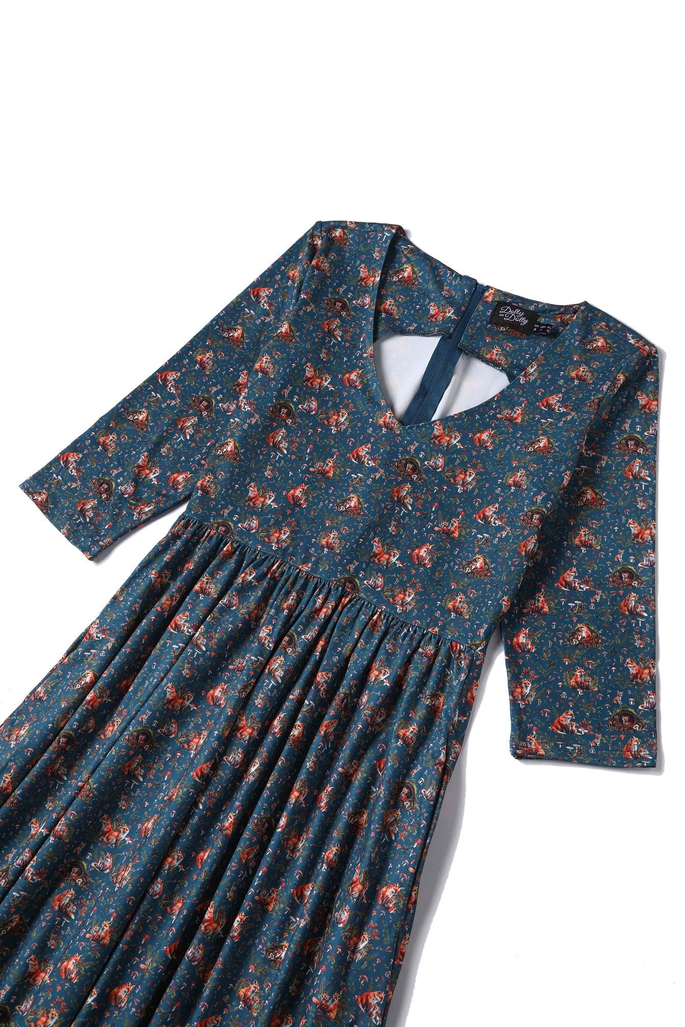 Fox Den Print Dress in Blue