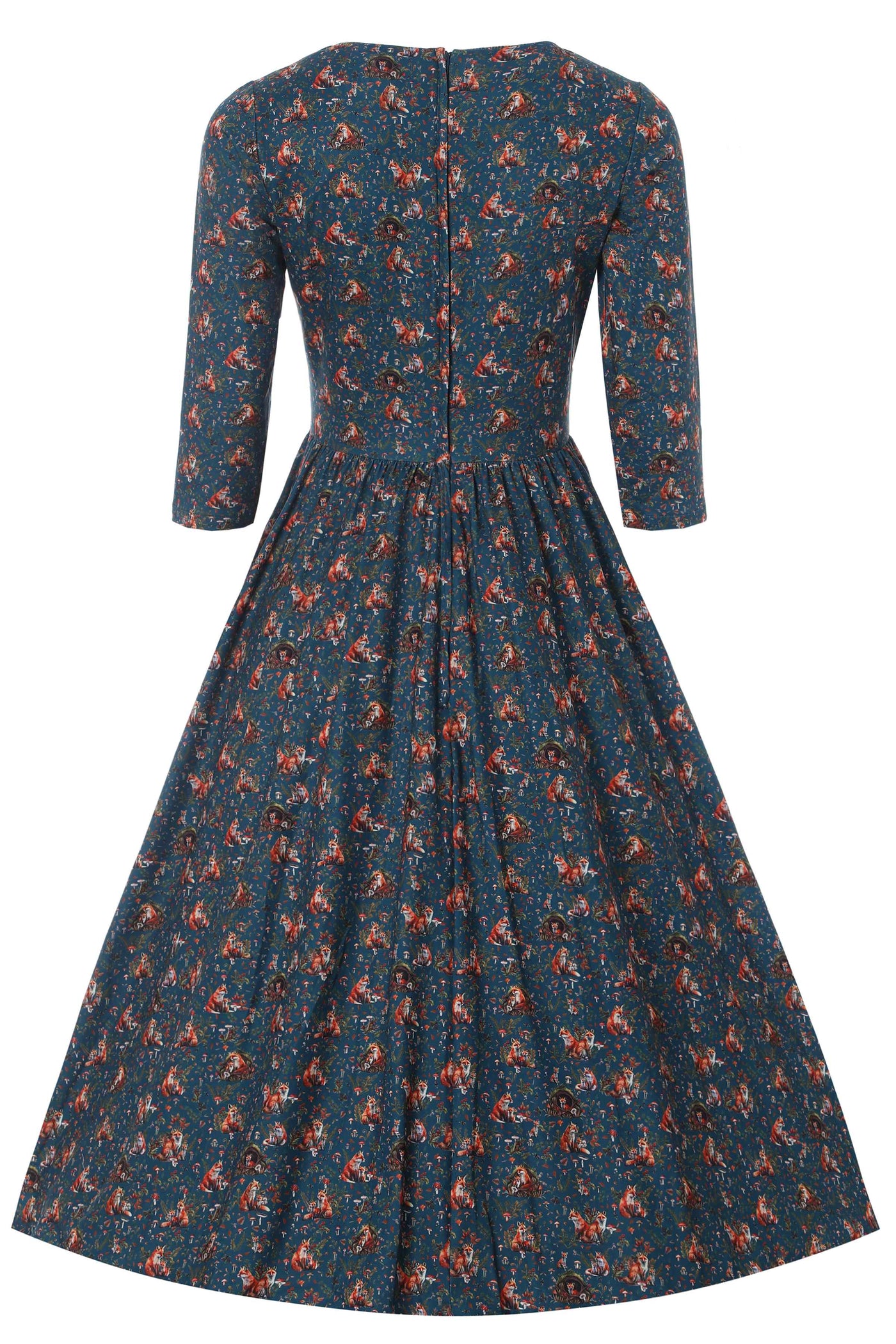 Fox Den Print Dress in Blue