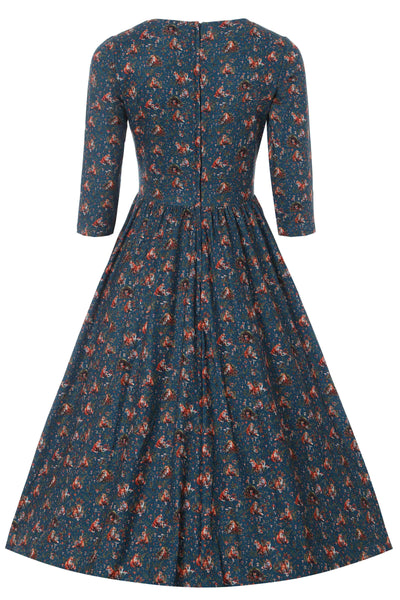 Fox Den Print Dress in Blue