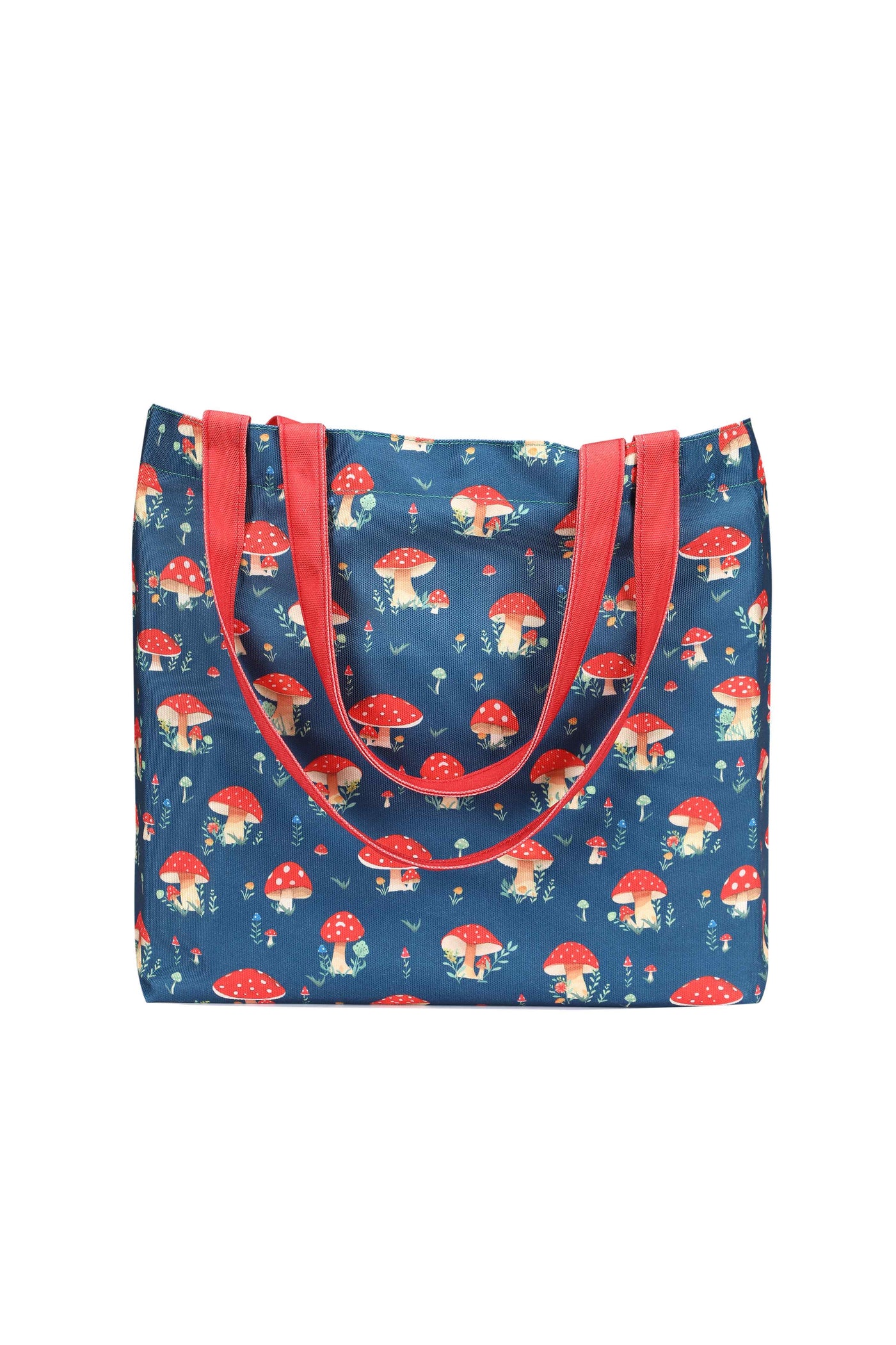 Blue Mushroom Print Tote Bag