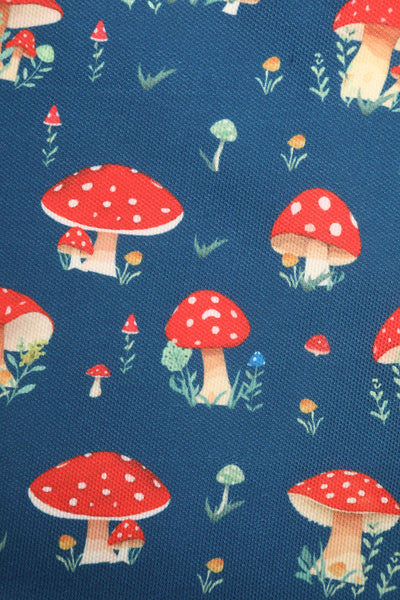 Blue Mushroom Print Tote Bag