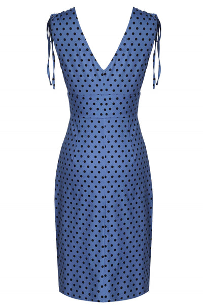 Back View of Blue Polka Dot Wiggle Dress