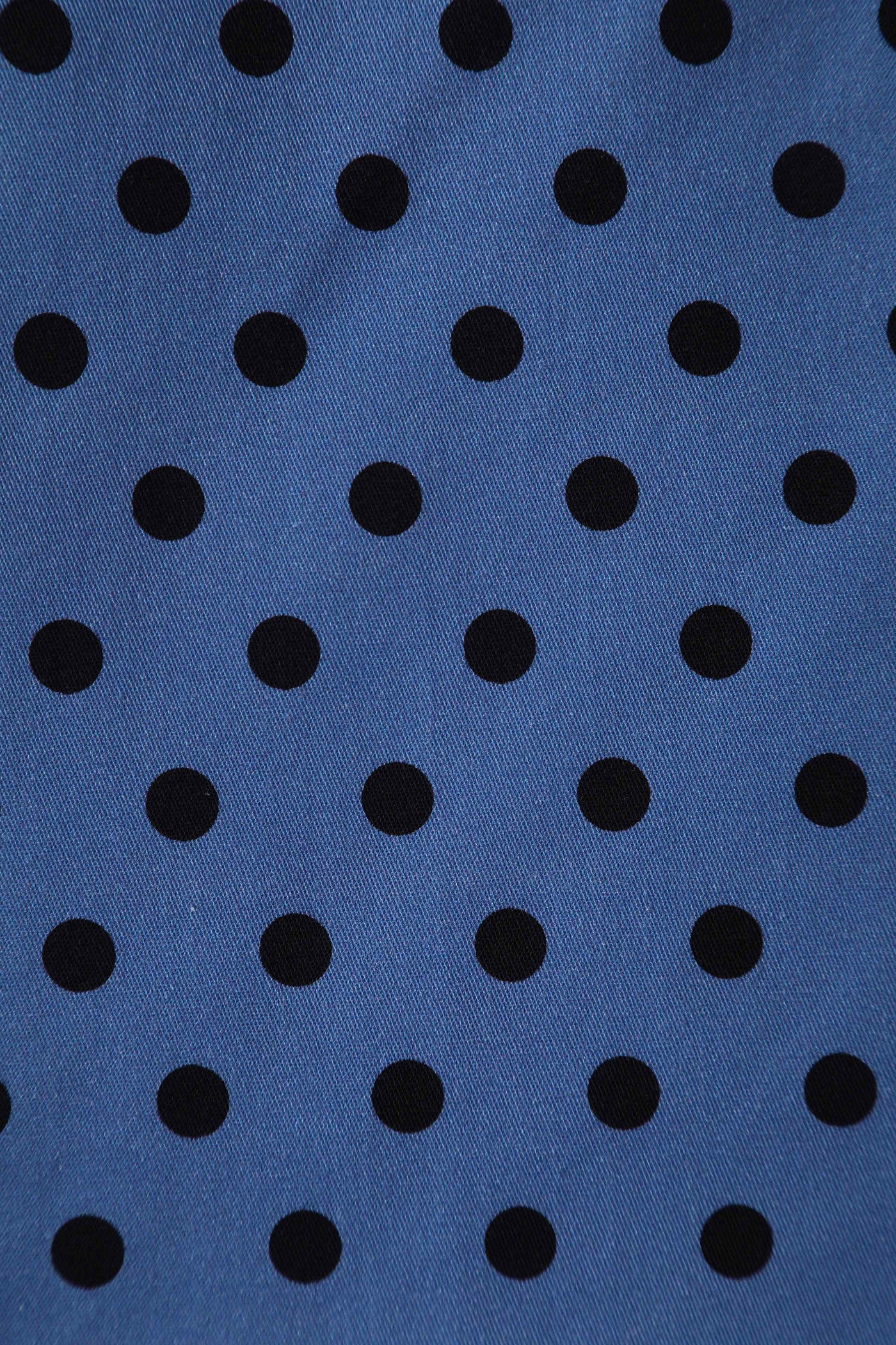 Close up View of Blue Polka Dot Wiggle Dress