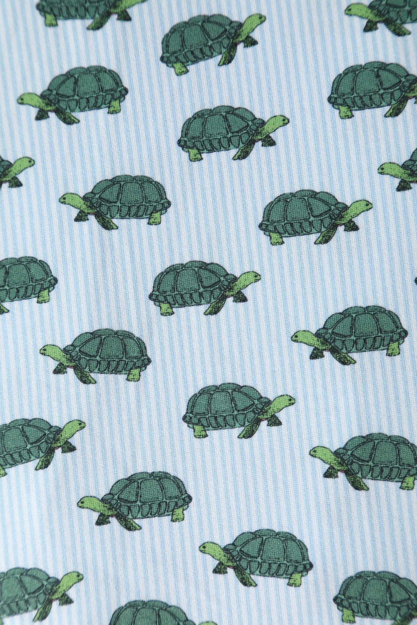 Close up view of Blue Sea Turtle Wrap Dress