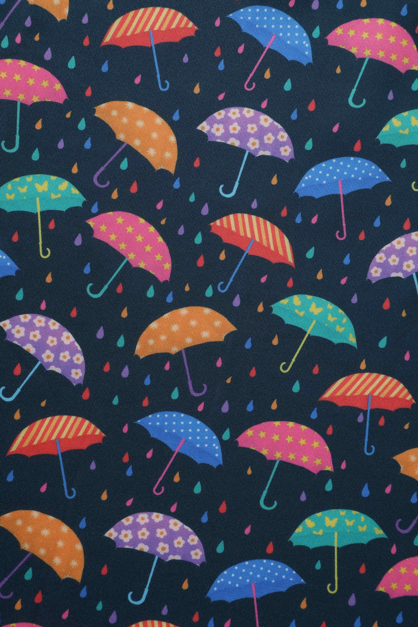 Close up of Blue Umbrella Print Swing Dress