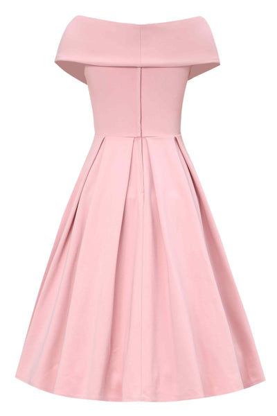Back view of Blush Pink Off Shoulder Dress