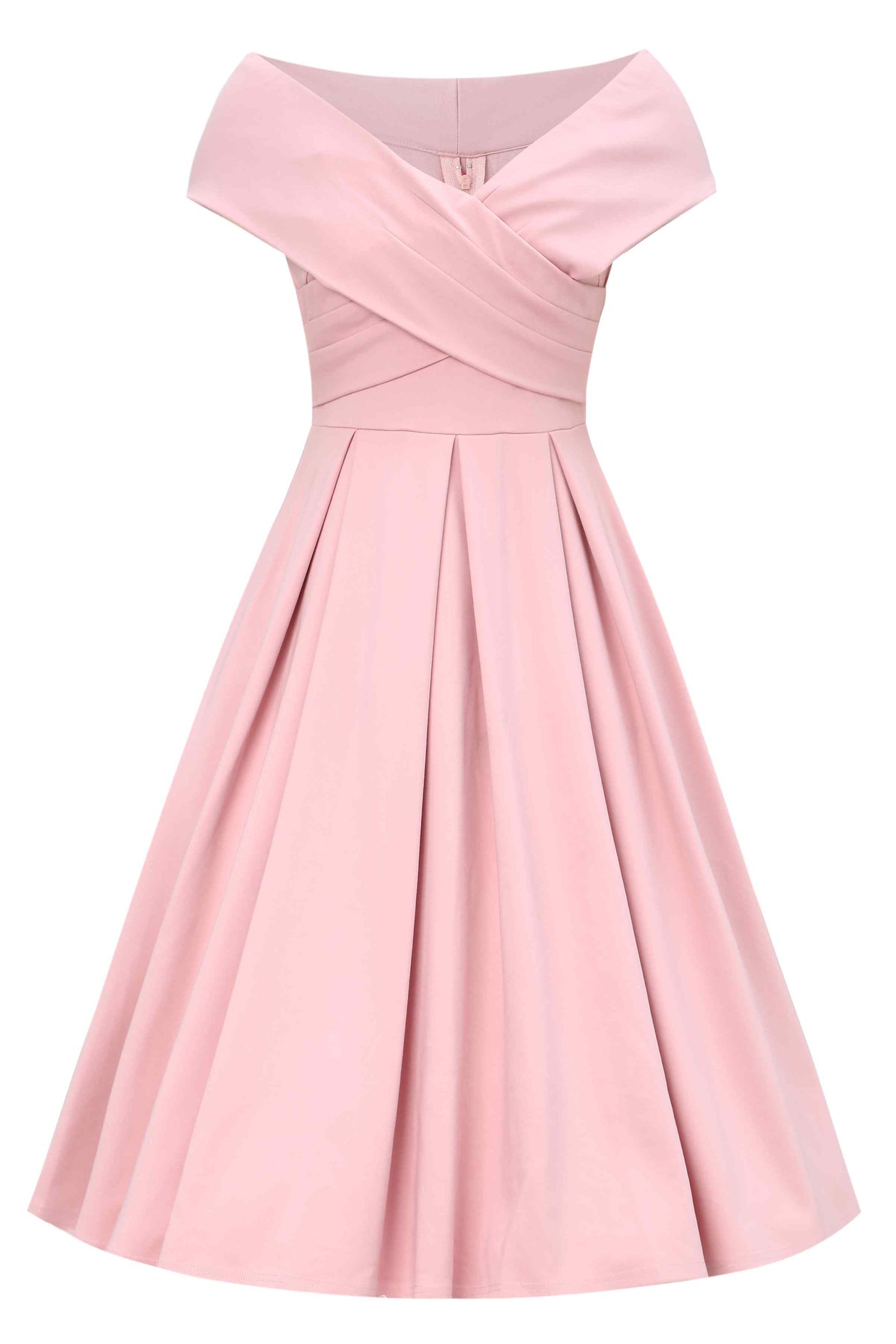 Front view of Blush Pink Off Shoulder Dress