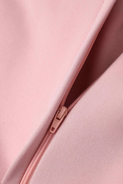 Close up view of Blush Pink Off Shoulder Dress