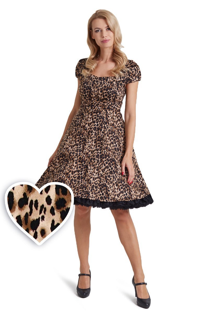 A model wearing Brown Leopard Print Swing Dress