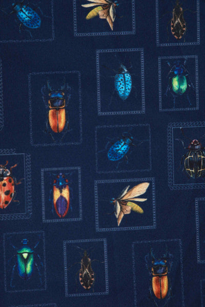 Bug collection print dress in navy blue