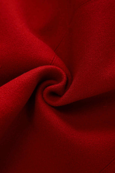 Close up view of Burgundy Cape Jacket