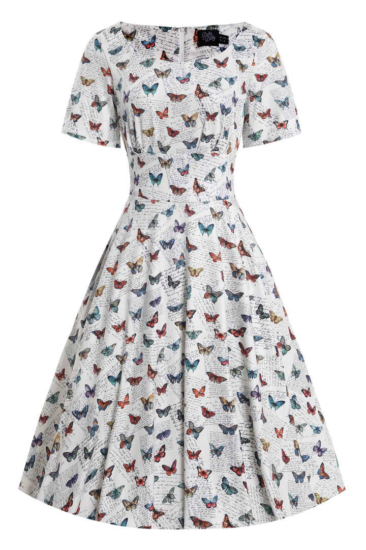 Brenda White Butterfly Collection 50s Style Dress Brenda White Butterfly Collection 50s Style Dress