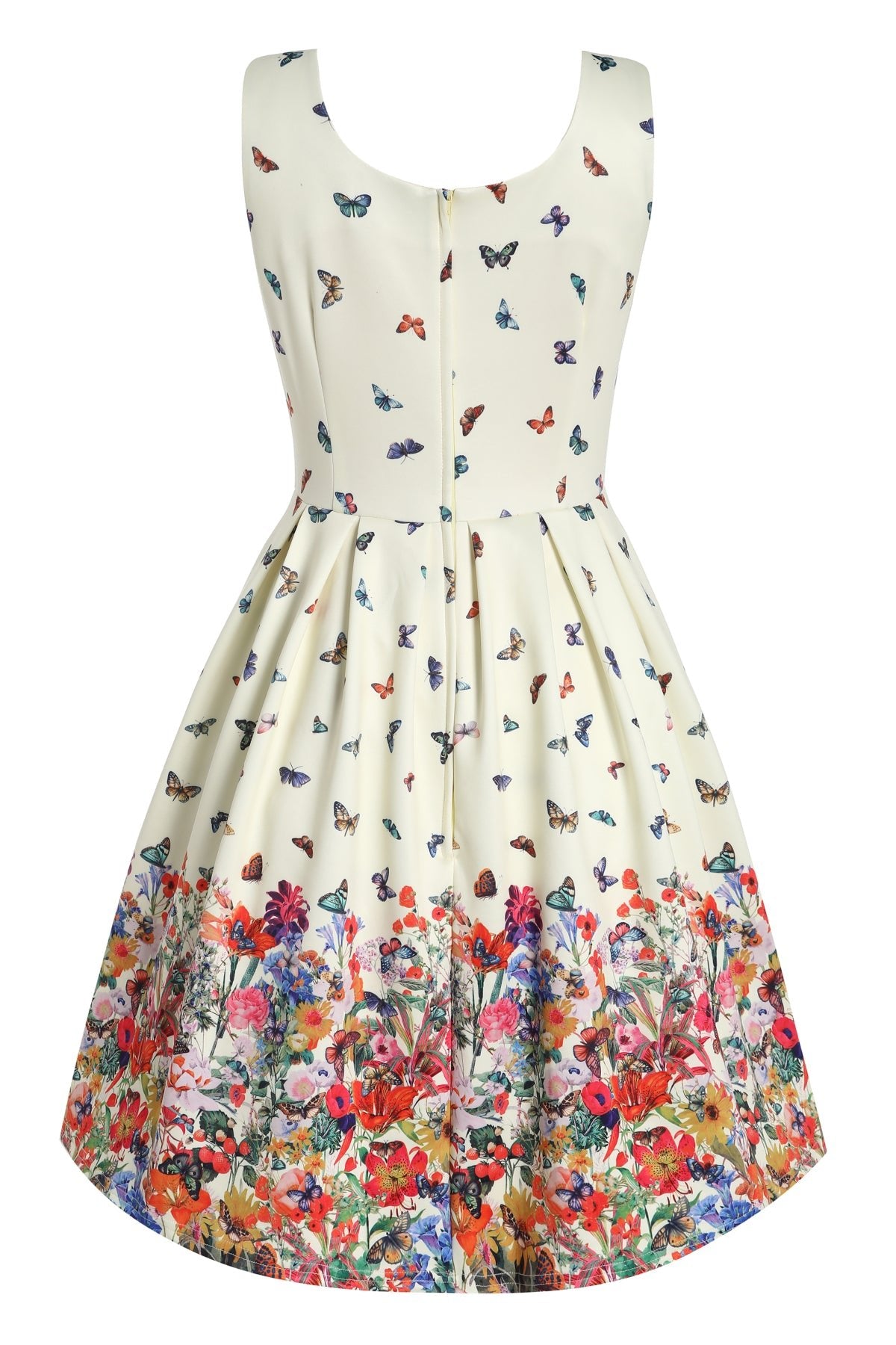 Back view of Butterfly Garden Flared Dress