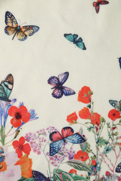 Close up view of Butterfly Garden Flared Dress