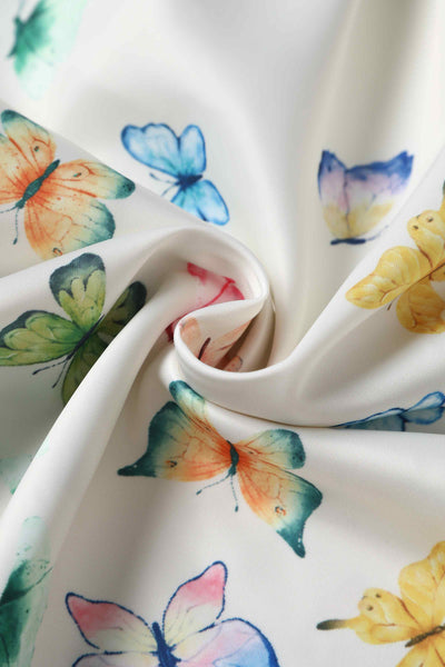 Close up view of Buttterfly Garden Pleated Bust Dress