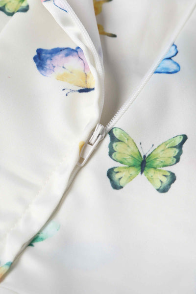 Close up view of Buttterfly Garden Pleated Bust Dress