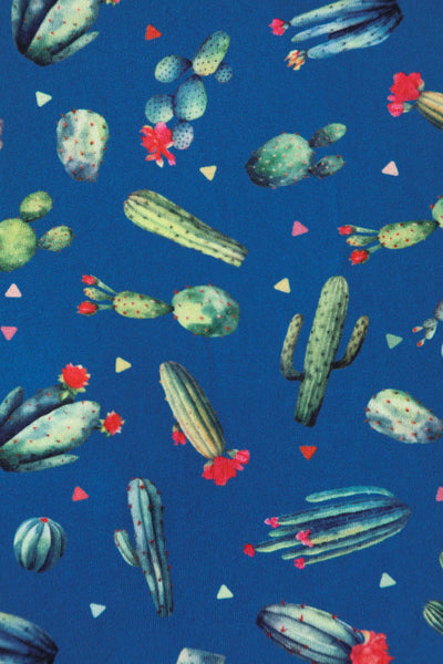Close up View of Cactus Blue Wrap Dress