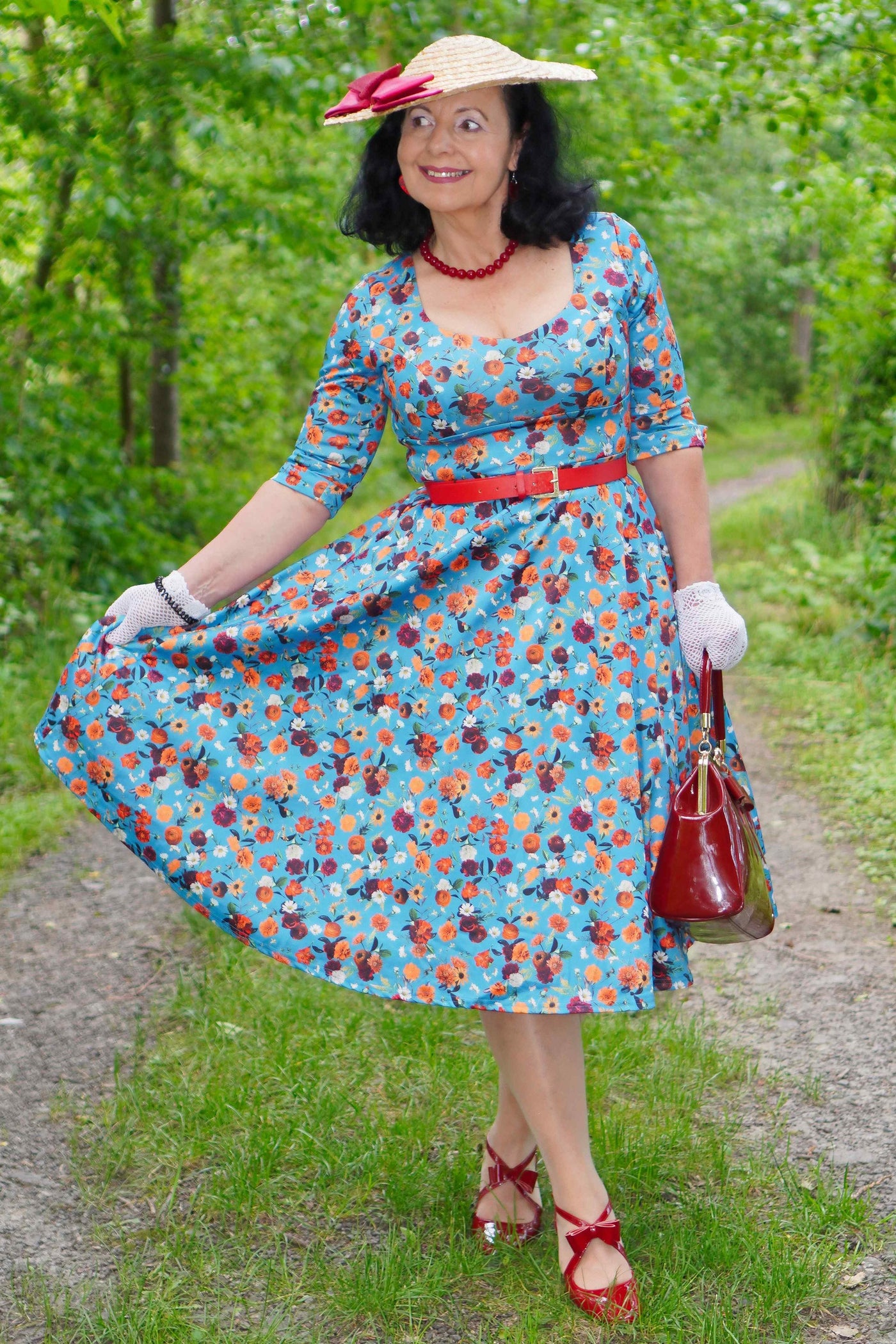 model photo of Carnation Blue Midi Dress
