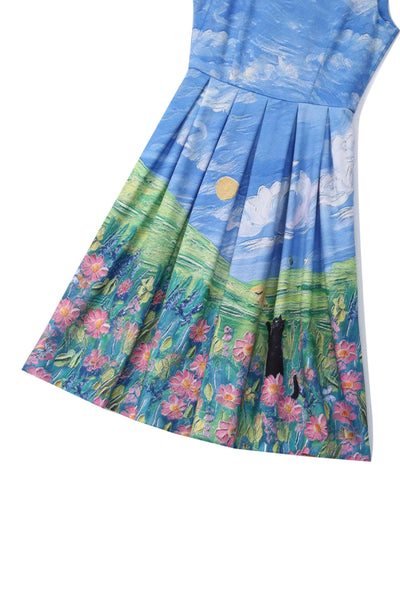 Amanda Cat Adventure Swing Dress In Pastels