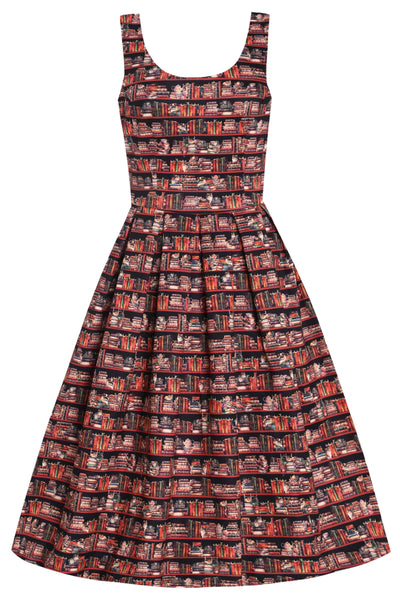 Front view of Amanda Cat and Book Swing Dress