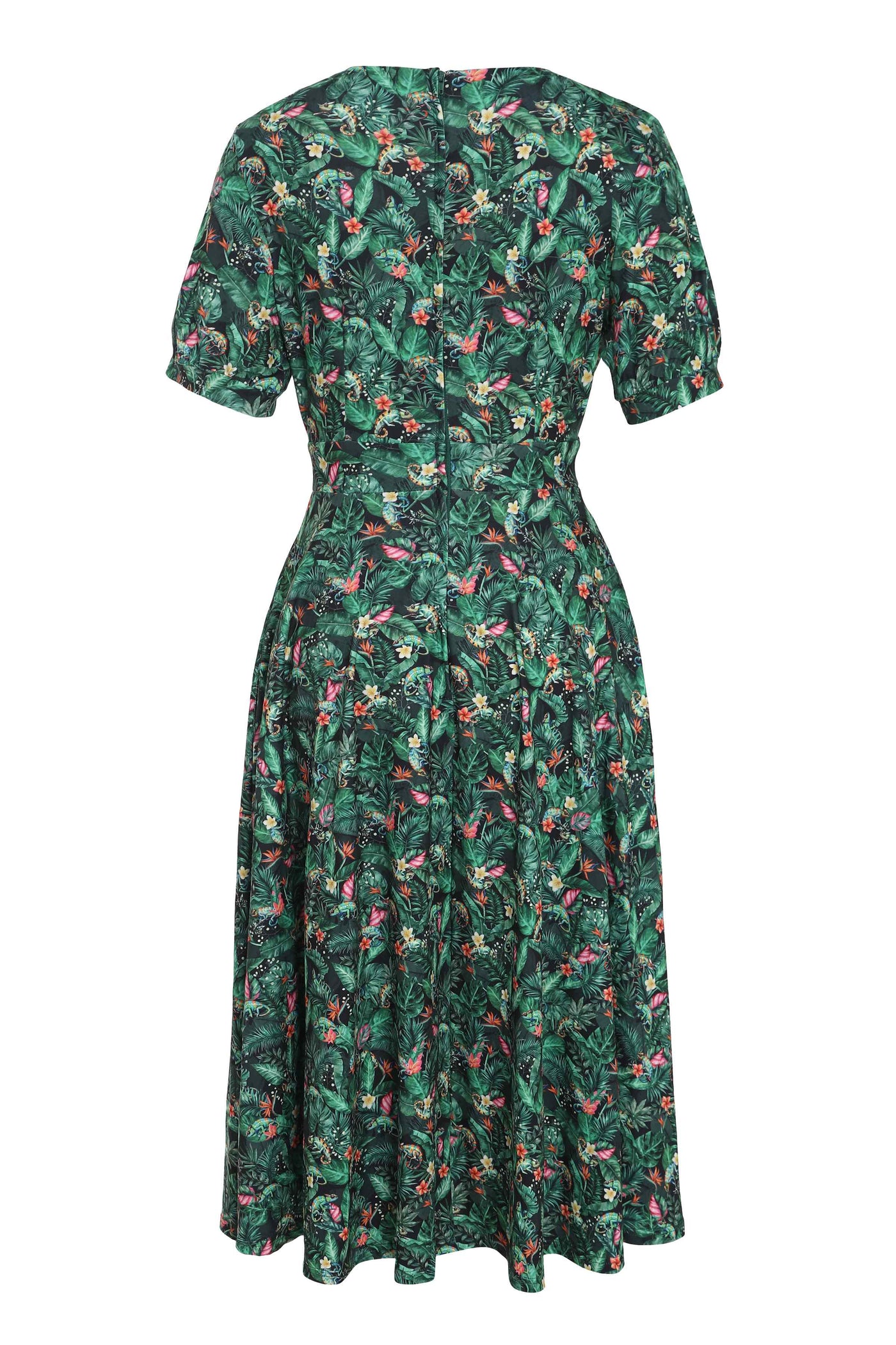 Back view of Chameleon Midi Dress In Green