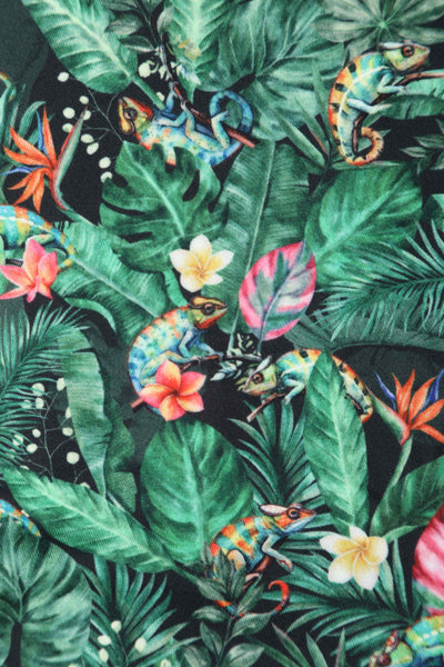 Close up view of Chameleon Midi Dress In Green