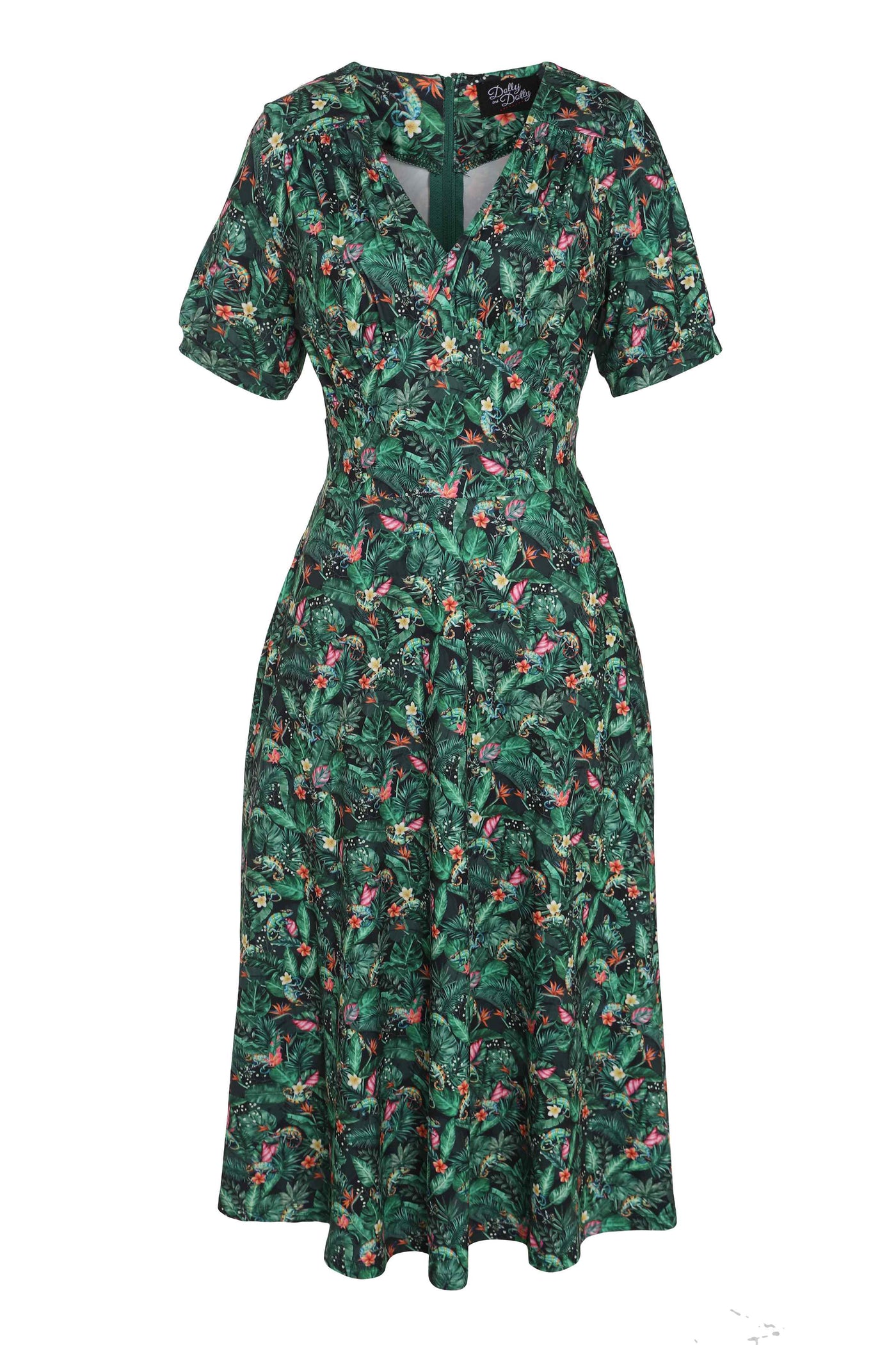 Front view of Chameleon Midi Dress In Green