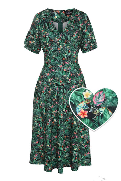 Front view of Chameleon Midi Dress In Green