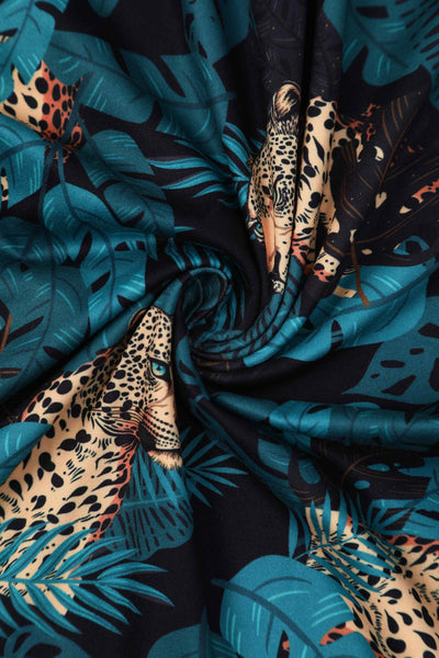 Close up view Cheetah Print Strappy Jumpsuit