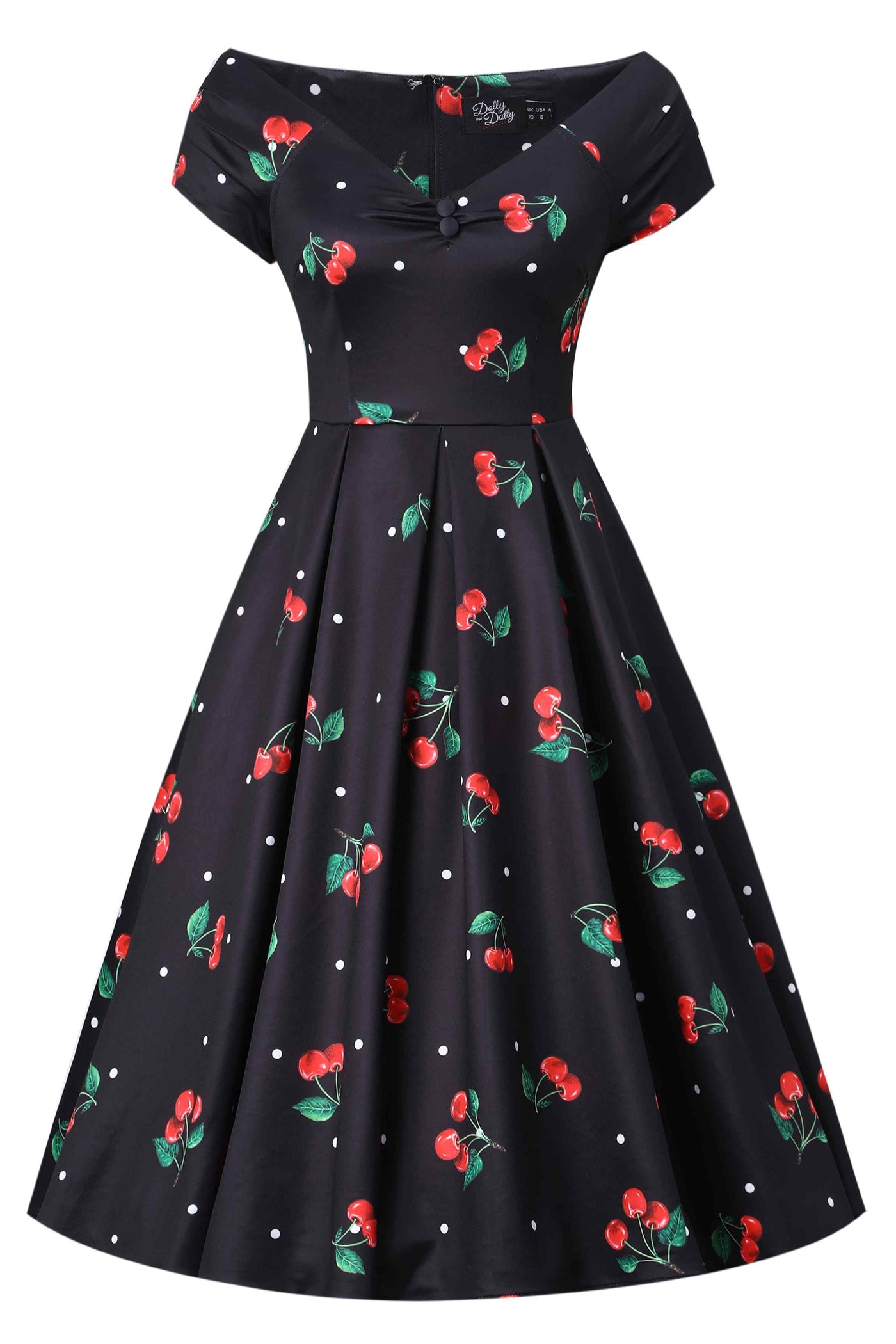 Front view of Lily Cherry Off Shoulder Dress In Black