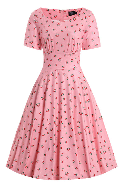 Front view of Pink Cherry 50s Style Dress