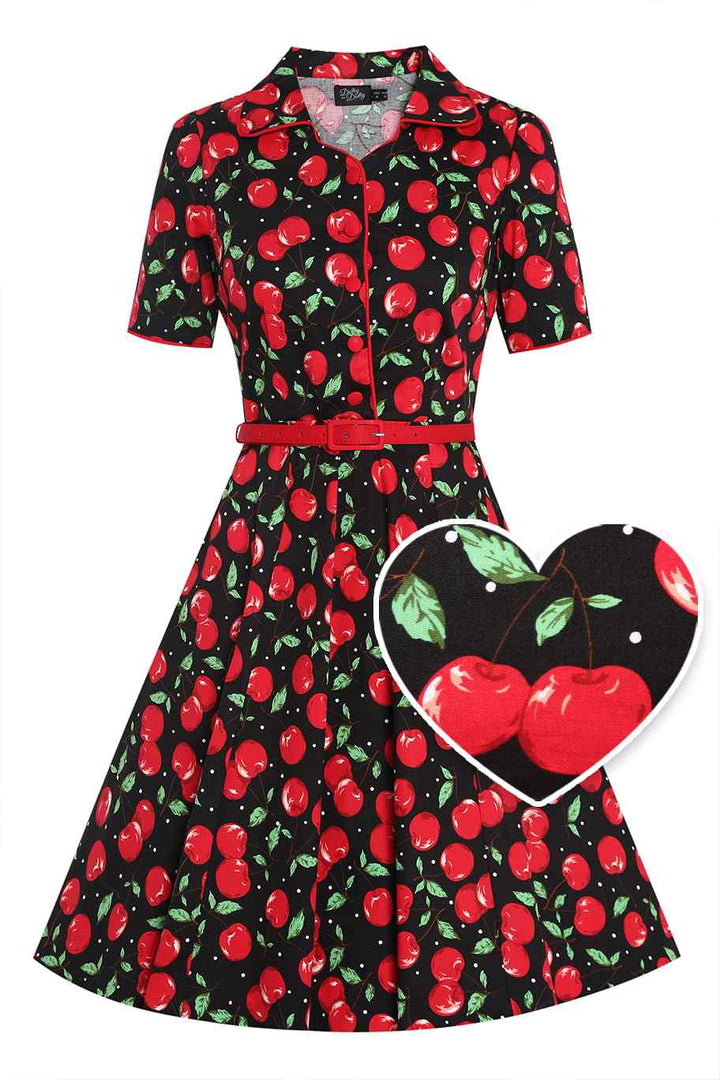 Penelope Retro Cherry Picnic Dress by Dolly and Dotty