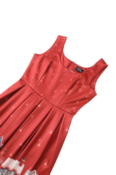 Close up view of Chrismas Market Flared Dress