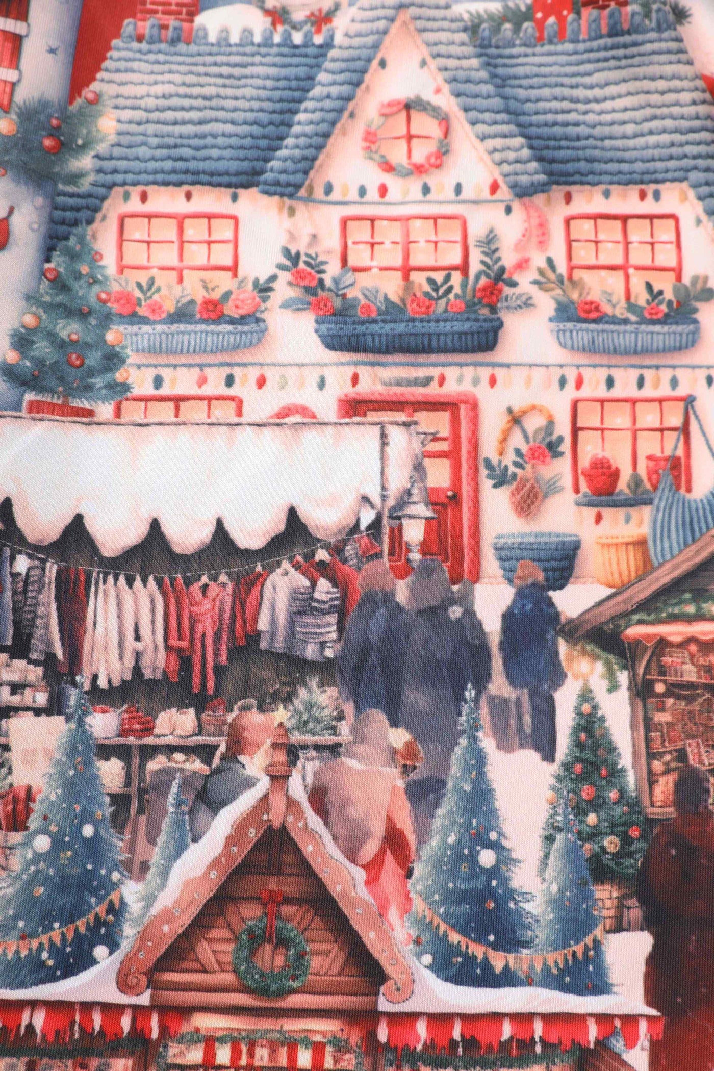 Close up view of Chrismas Market Flared Dress