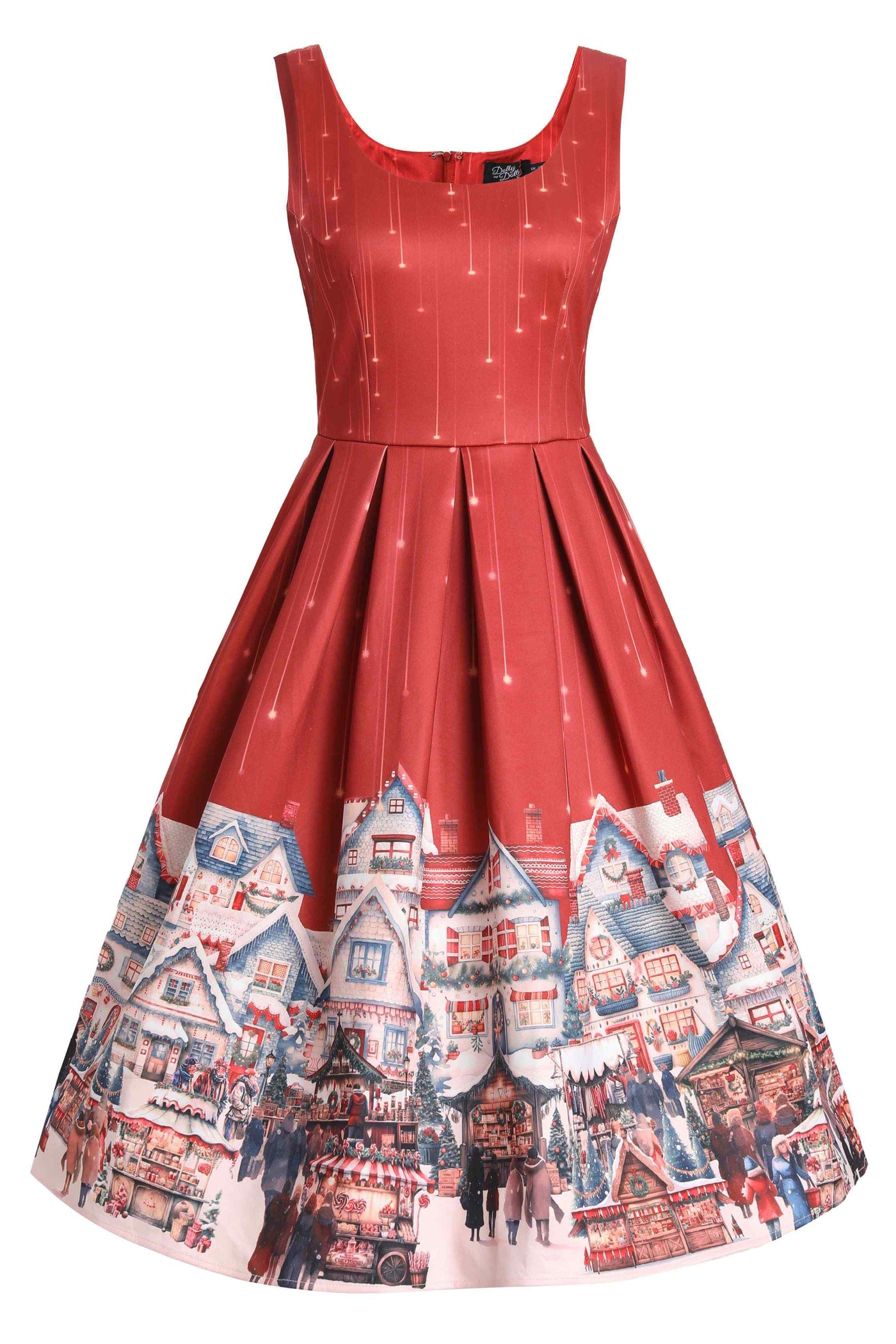 Front view of Chrismas Market Flared Dress