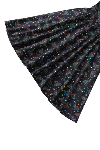 Close up view of Christmas Light Midi Dress In Black