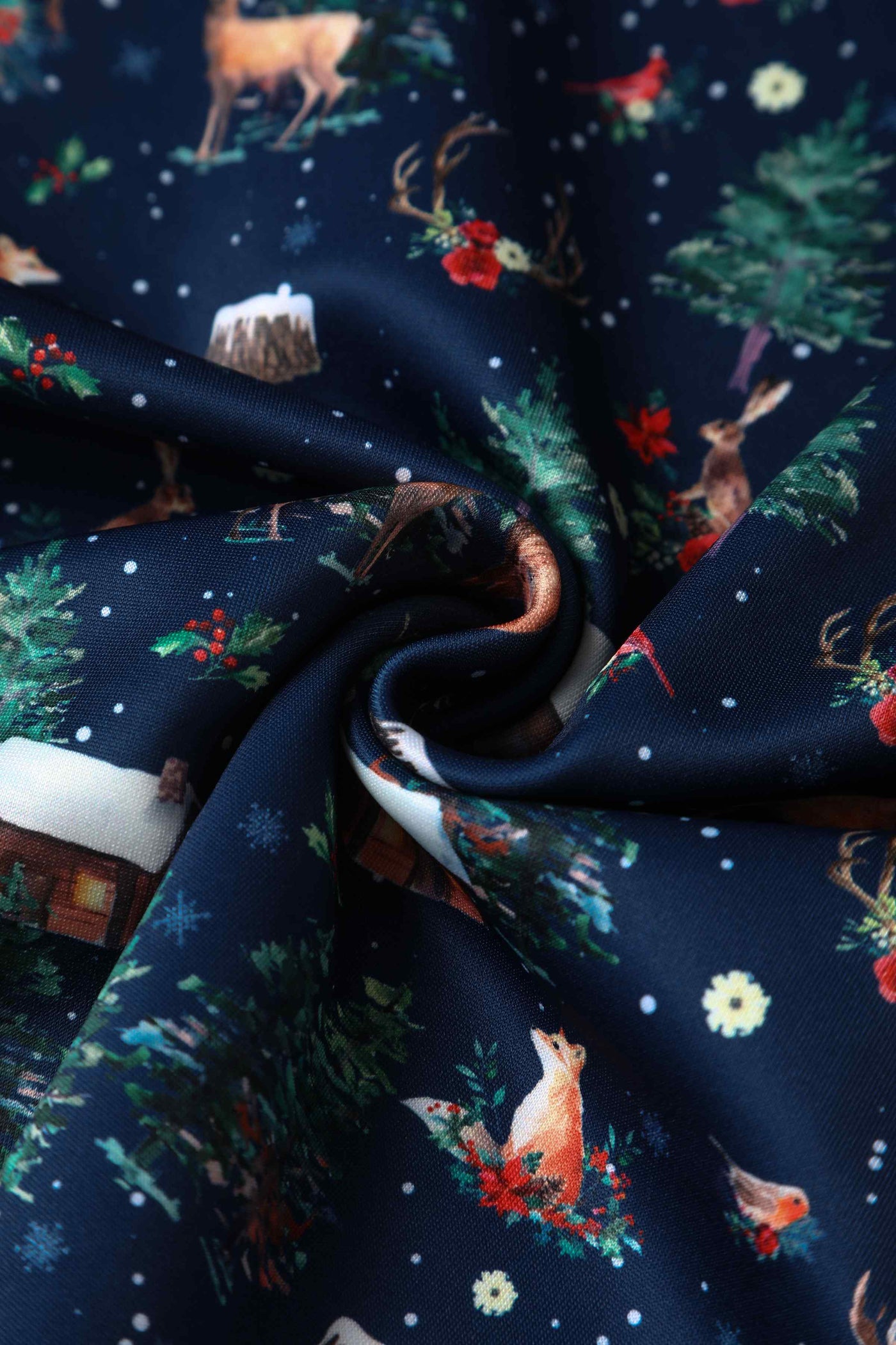 Scarlette Christmas Reindeer Midi Dress On Navy Blue