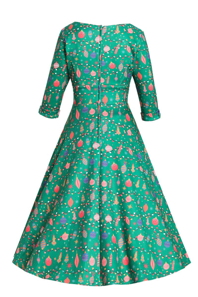 Back view of Christmas Tree Green Midi Dress