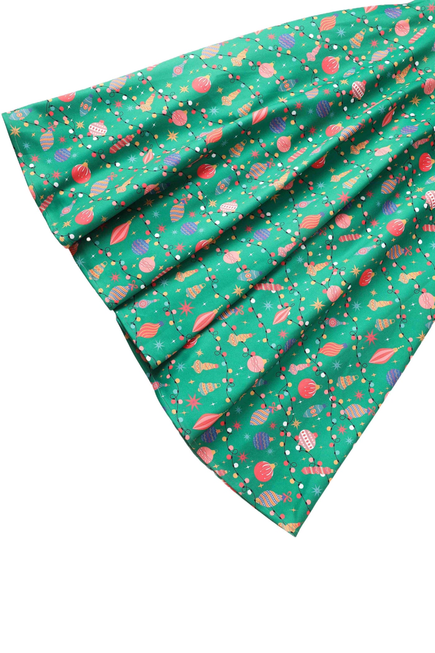 Close up view of Christmas Tree Green Midi Dress