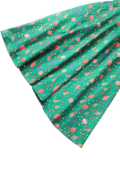 Close up view of Christmas Tree Green Midi Dress