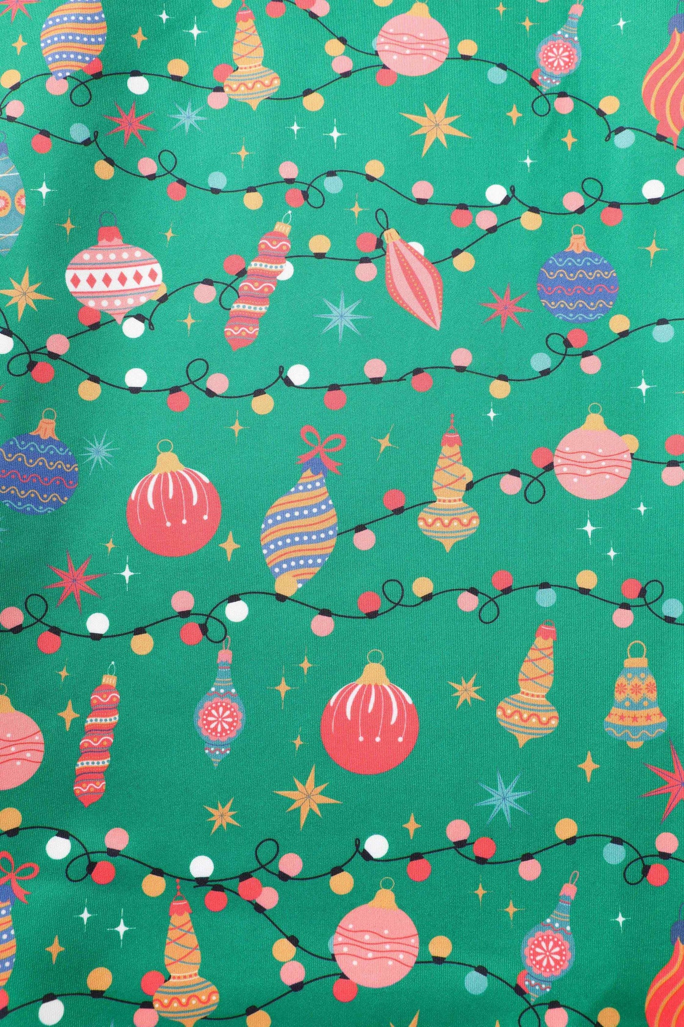 Close up view of Christmas Tree Green Midi Dress